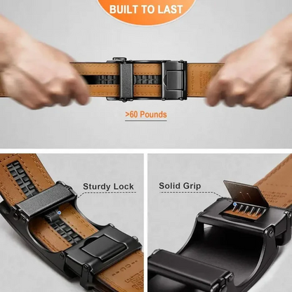 Leather Ratchet Belt With Adjustable Buckle CrackSlick