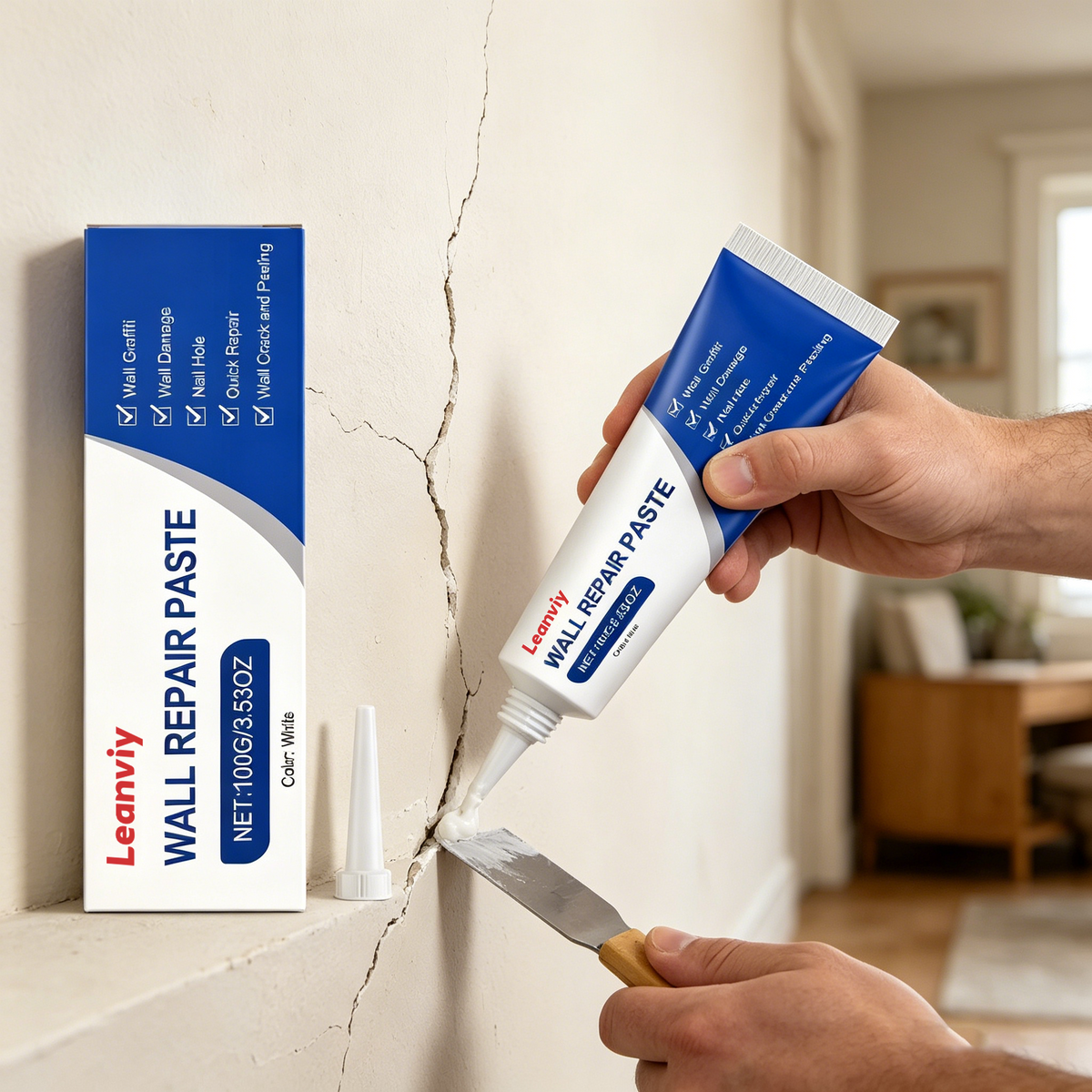 Leanviy Wall Repair Paste – Effortless Wall Repair, Walls Like New