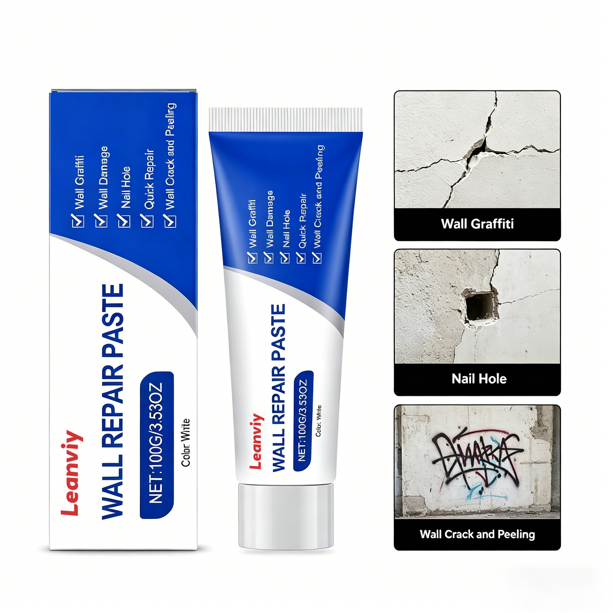 Leanviy Wall Repair Paste – Effortless Wall Repair, Walls Like New