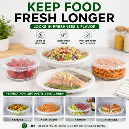 Disposable Stretch Food Covers Keep Your Food Fresh, Clean & Protected Every Day