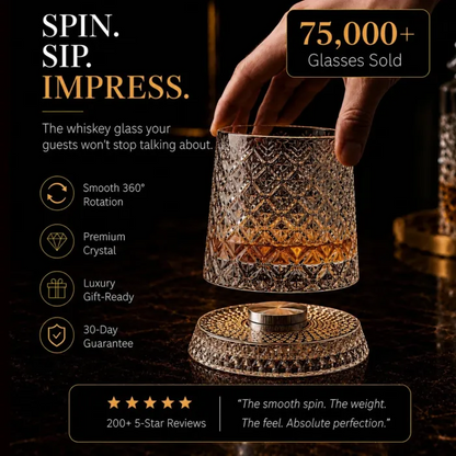 Crystal Spin Magic Whisky Glass — Swirl, Sip & Unwind!
