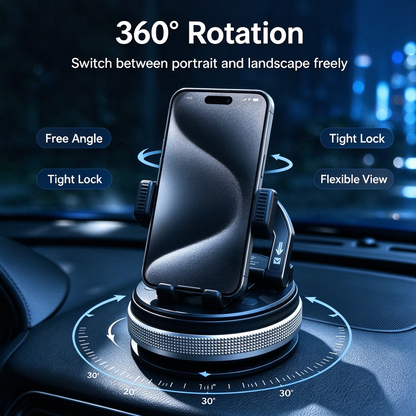 360° Rotating Suction Cup Car Phone Holder – Adjustable Dashboard Moun