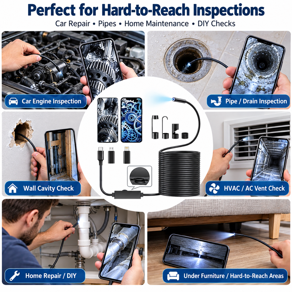 🔥16.4ft HD Endoscope Camera for iPhone & Android