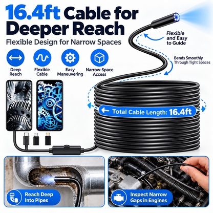 🔥16.4ft HD Endoscope Camera for iPhone & Android