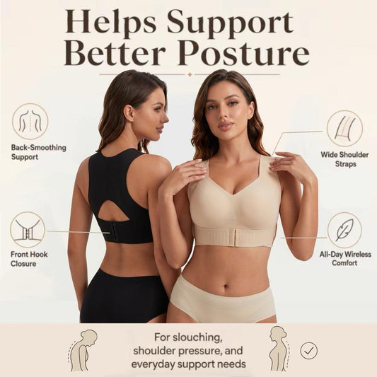 💕Cross Back Front Closure Wireless Posture Support Bra