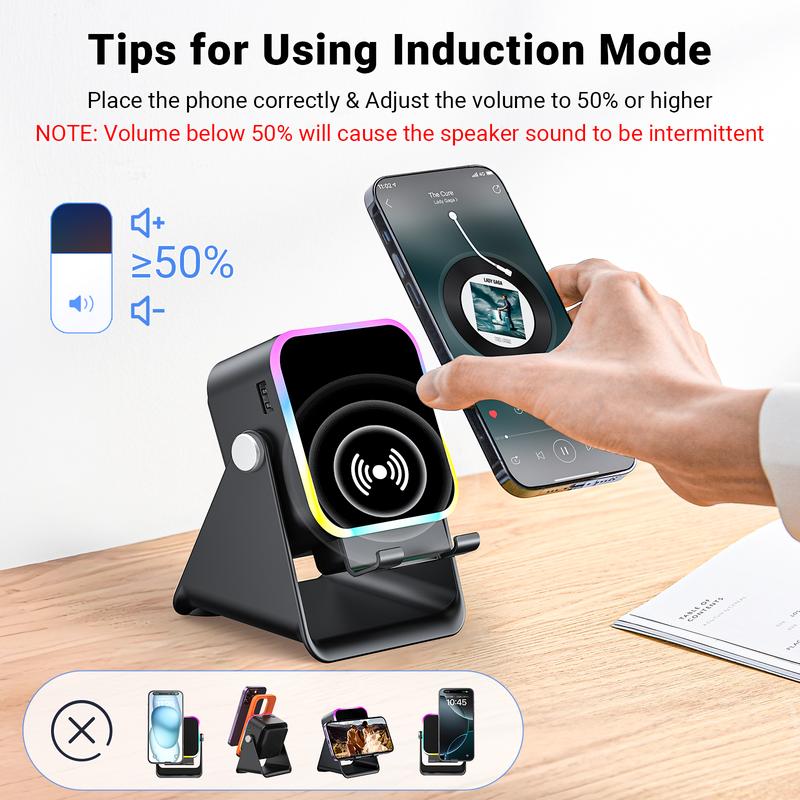 💎 5-IN-1 WIRELESS SPEAKER STAND! 💎 Induction Audio, Phone Holder & Ambient Light