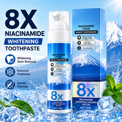 Niacinamide Foaming Whitening Toothpaste 8X - Fresh Breath Stain Removal Gentle Teeth Cleaning 100ml-D