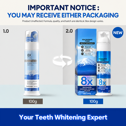 Niacinamide Foaming Whitening Toothpaste 8X - Fresh Breath Stain Removal Gentle Teeth Cleaning 100ml-D