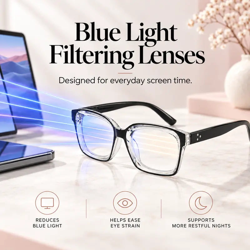 Unisex Progressive Multifocus Reading Glasses, Photochromic Blue Light Blocking Lenses, Lightweight Square Frame for Reading Computer