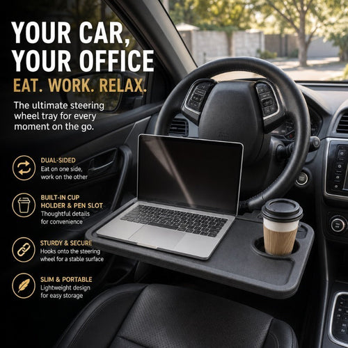 Dual-Sided Steering Wheel Car Table Laptop Tray