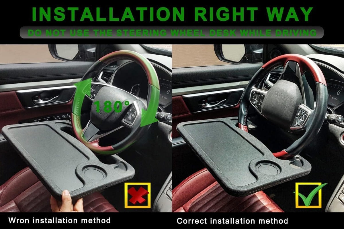 Dual-Sided Steering Wheel Car Table Laptop Tray