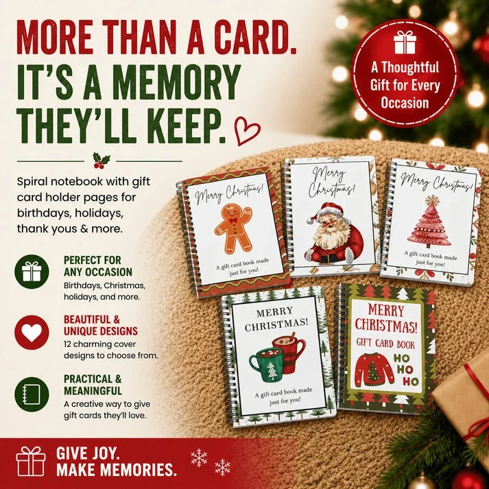 🎄Christmas Gift Card Book - 🎁Surprises On Every Page📚Hardcover & Durability Line